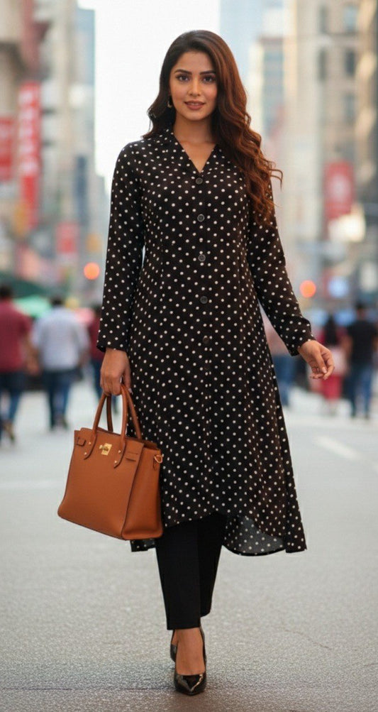 Burqa à pois noirs et blancs pour femme