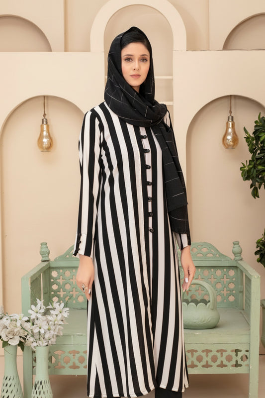 Gestreiftes Long-Line Abaya-Set