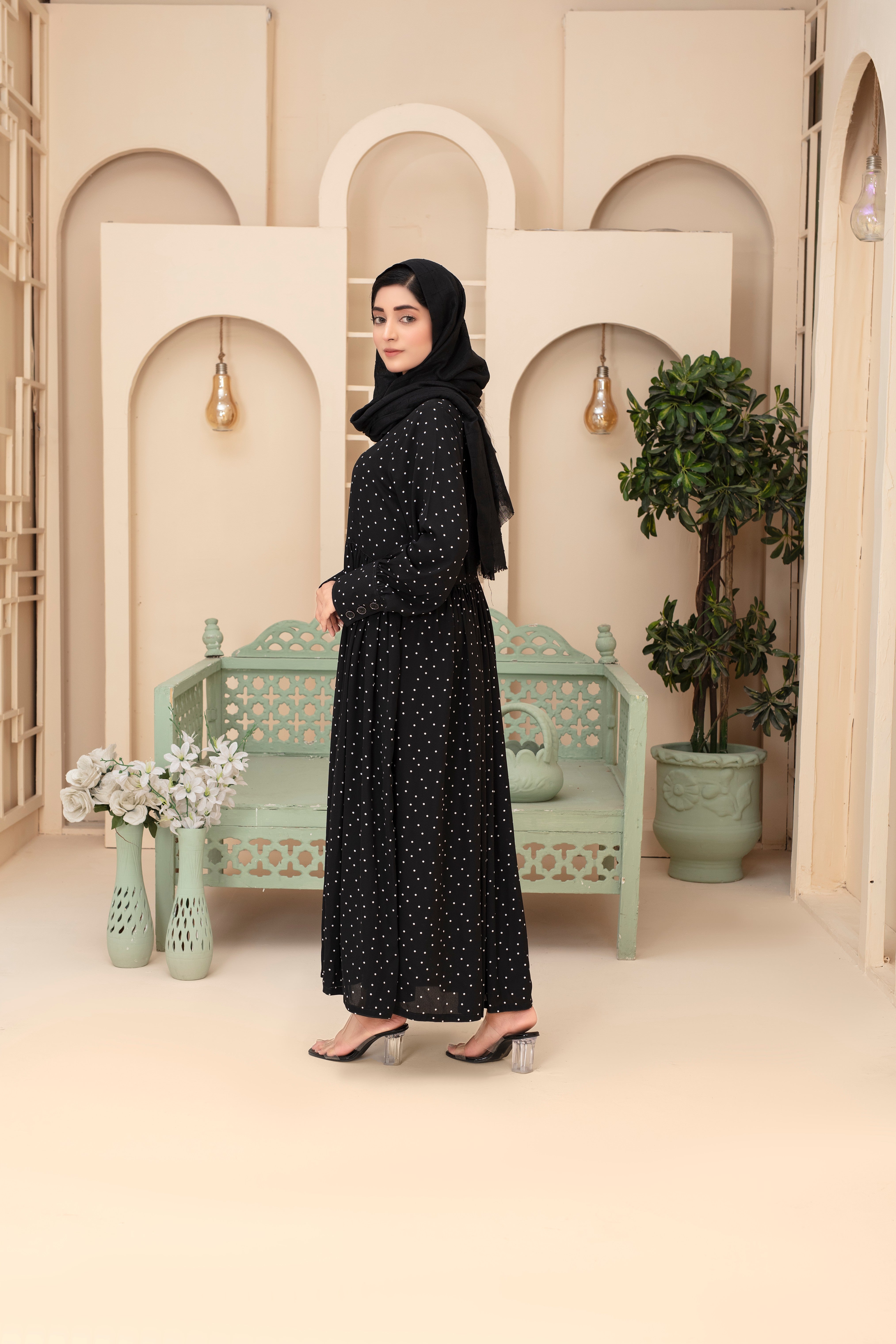 Nacht Polka Dot Maxi Abaya