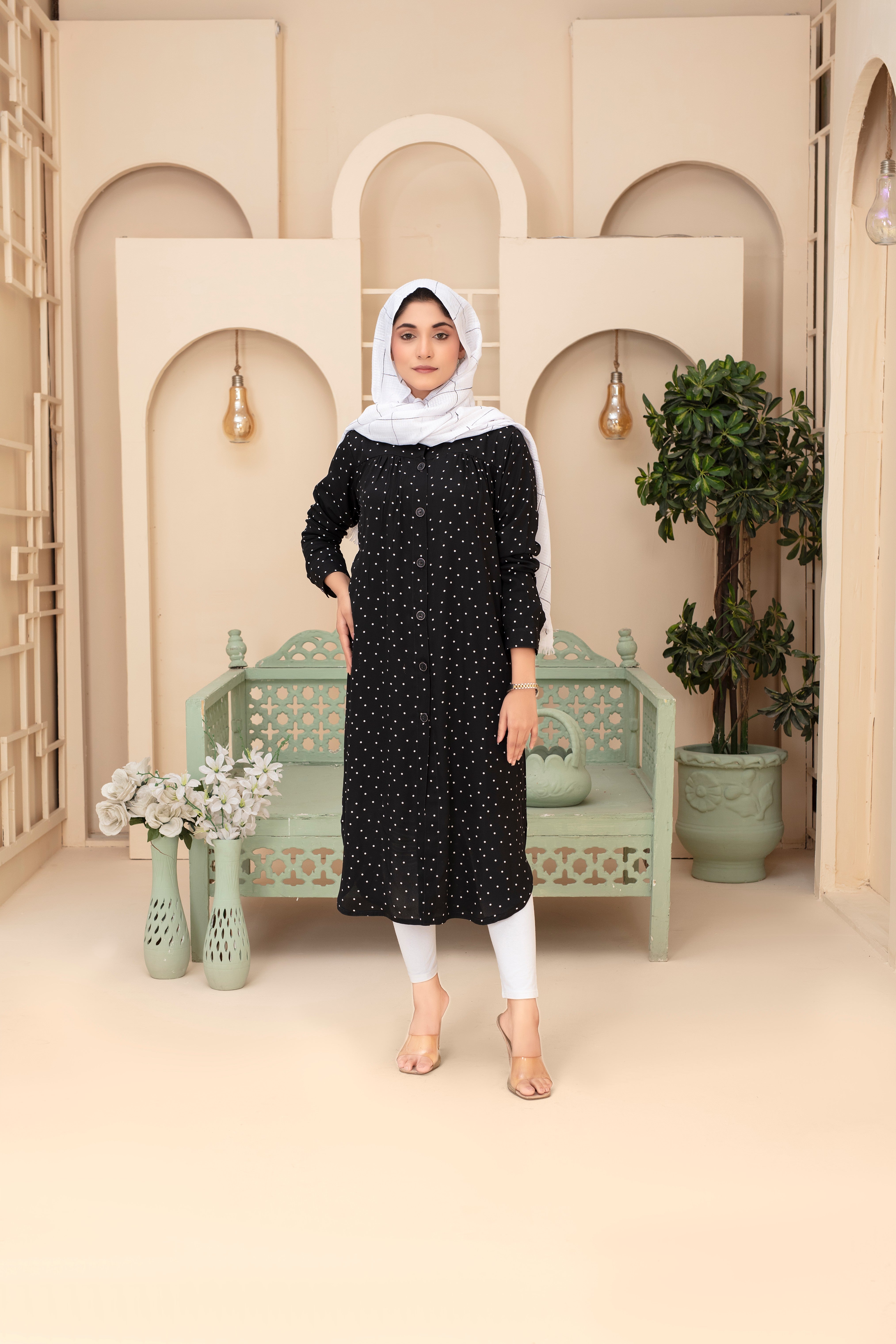 Modernes Hemdblusen-Abaya-Set