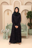Mitternachtssamt Abaya mit Blumenprägung