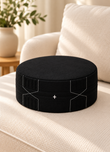Black Cotton Kufi Cap with Geometric Stitch Detailing