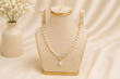 Delicate Gold-Toned Zircon Delicate Necklace and Drop Earrings Set