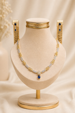Delicate Gold-Toned Zircon Delicate Necklace and Drop Earrings Set