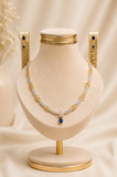 Delicate Gold-Toned Zircon Delicate Necklace and Drop Earrings Set