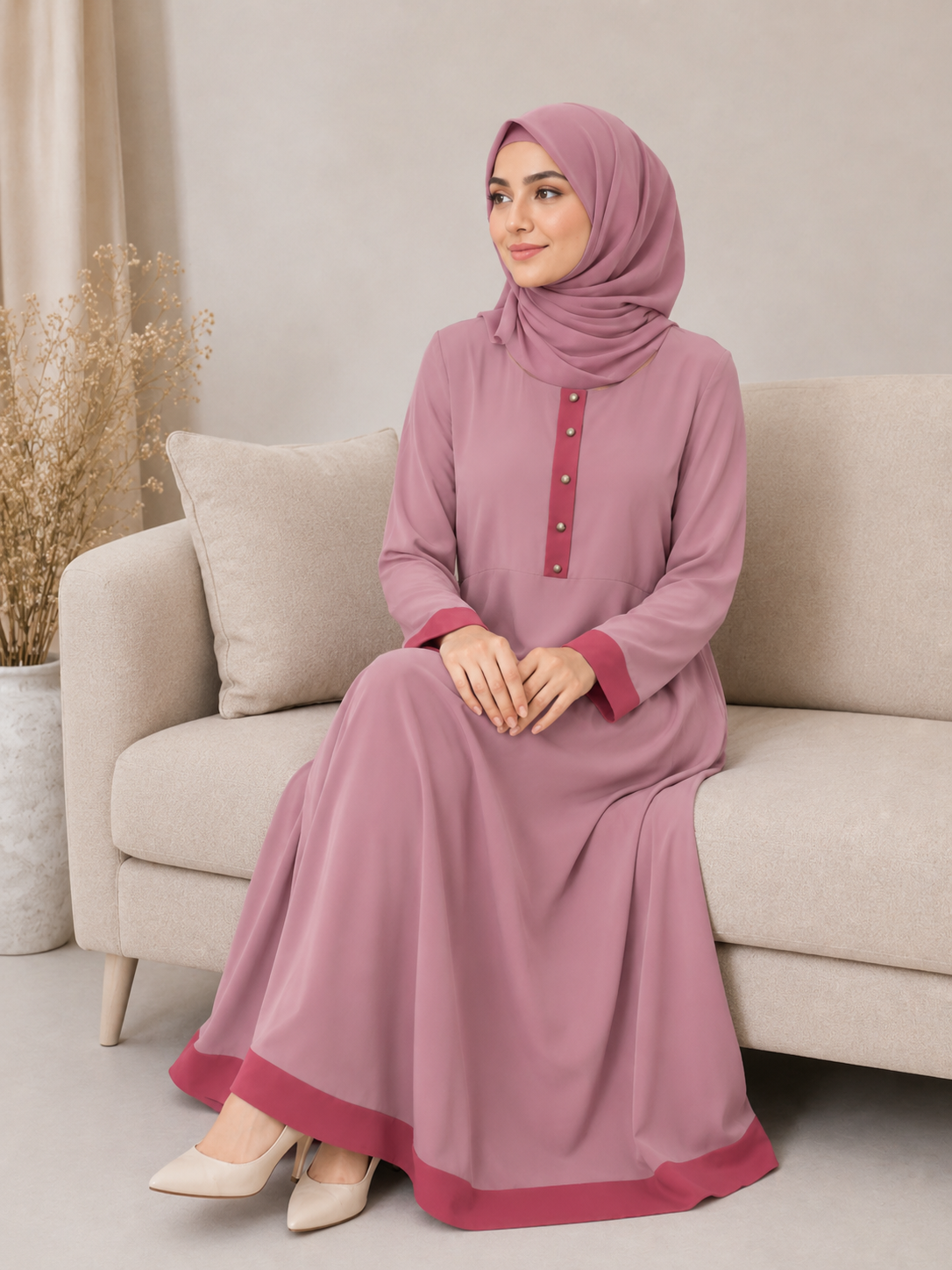 Frock-Style Abaya with Top Buttons
