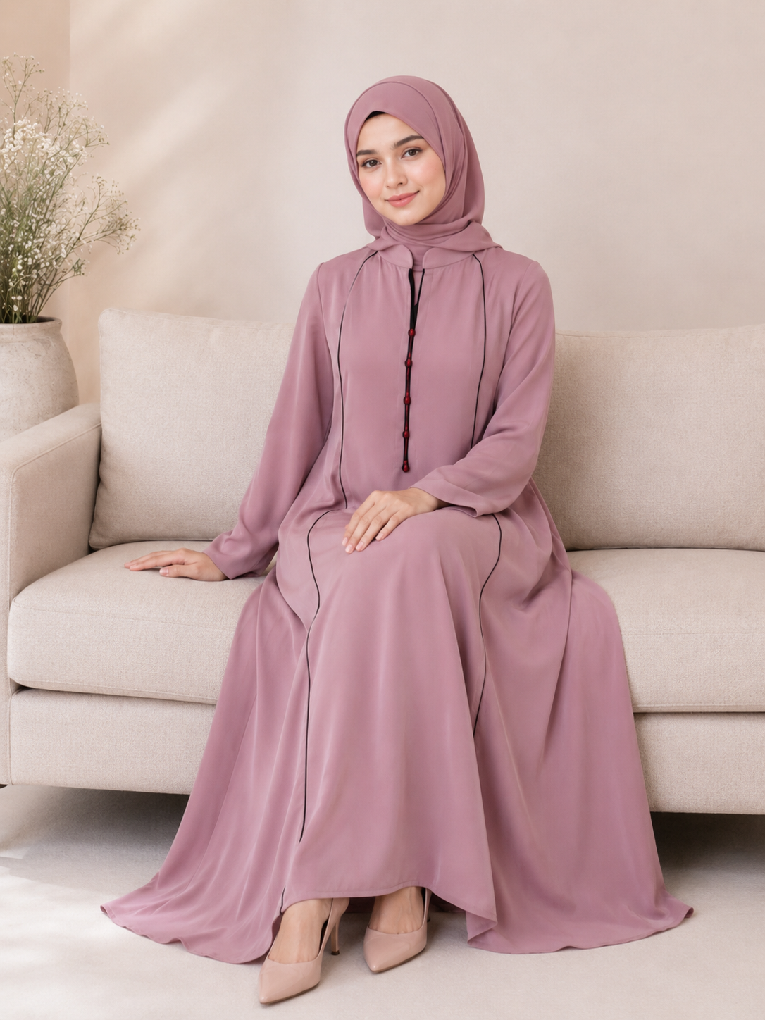 Frock-Cut Button-Front Abaya