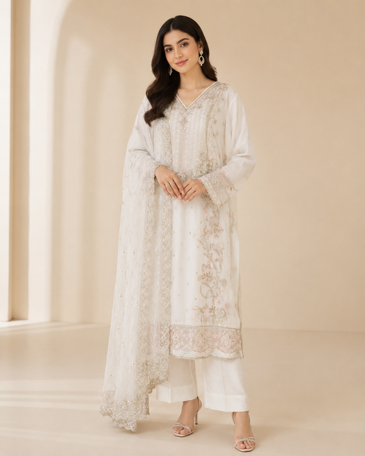 Embroidered Suit with Dupatta — No. 141