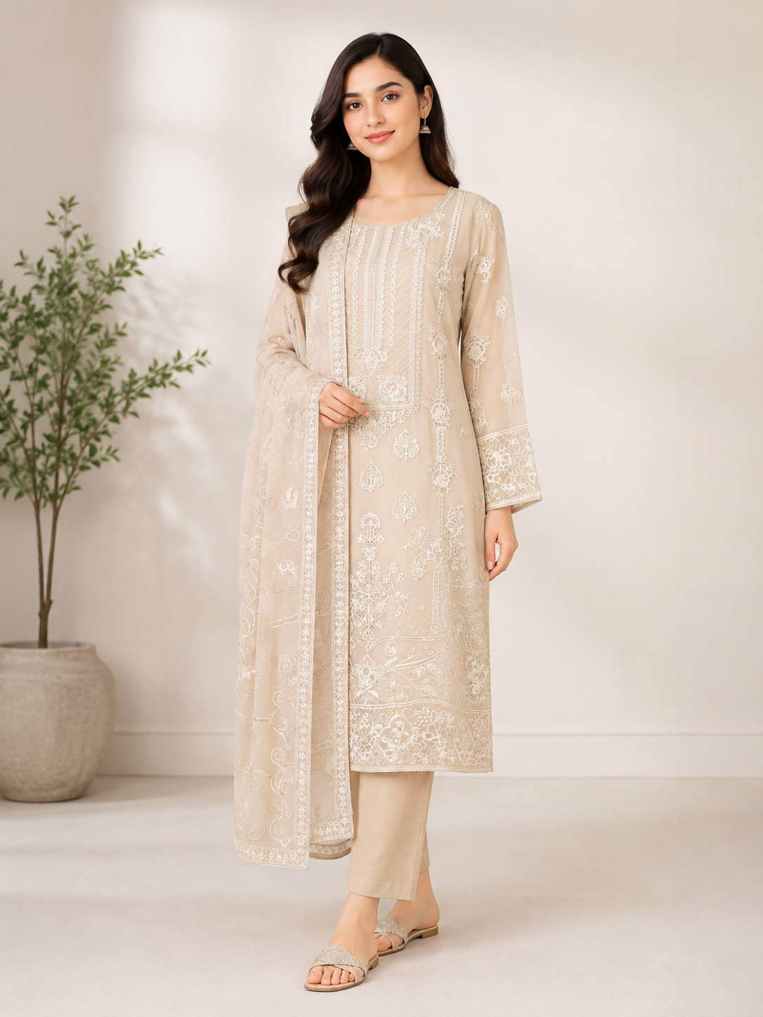 Soft Embroidered Summer Three-Piece Suit 903