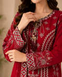Embroidered Three-Piece Suit with Printed Dupatta