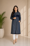 Denim-Style Long Coat — No. 016