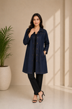 Denim-Style Long Coat — No. 011