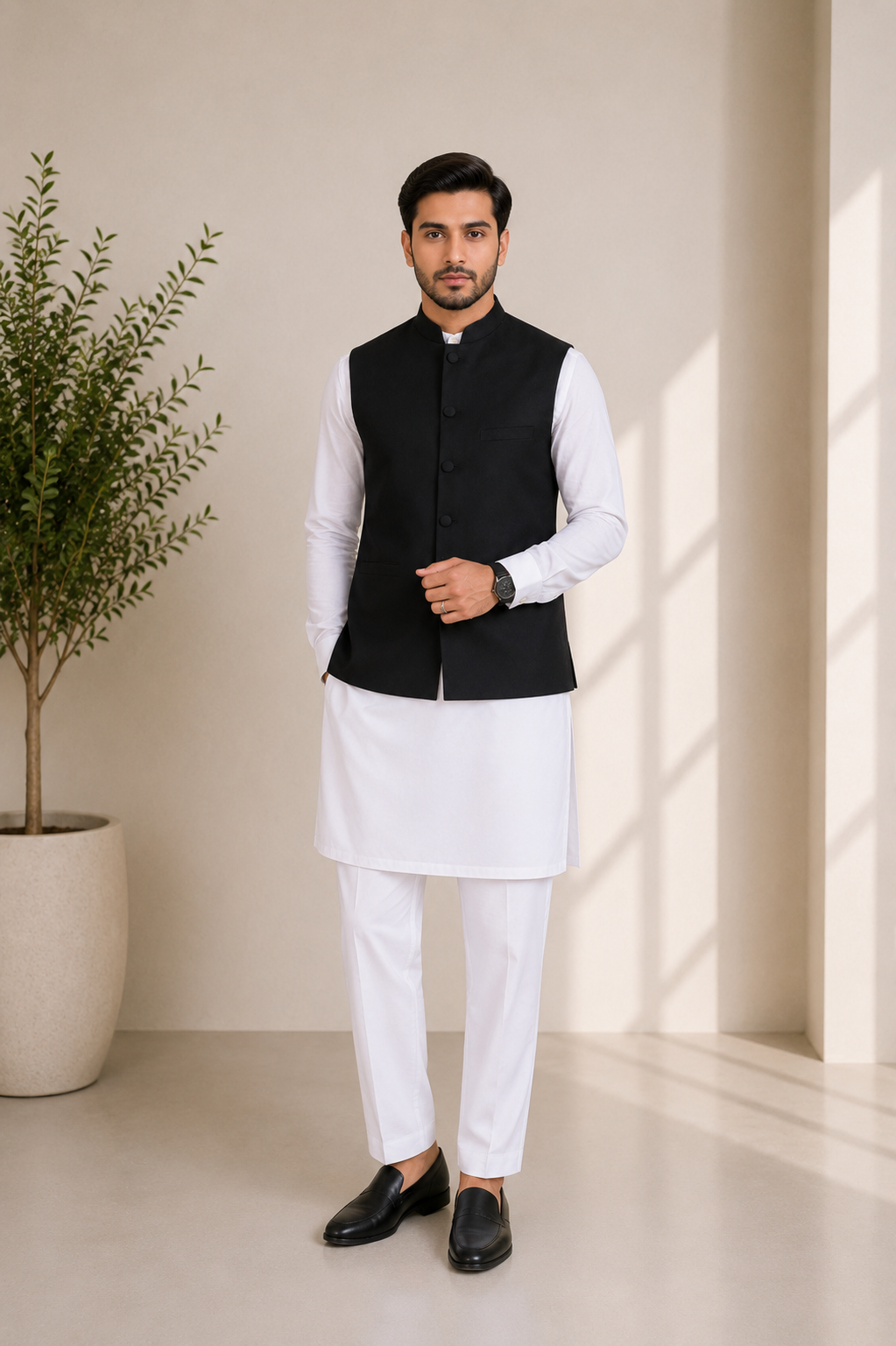 Black Smart Waistcoat