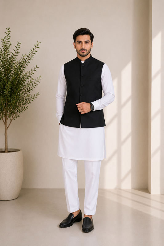 Black Smart Waistcoat