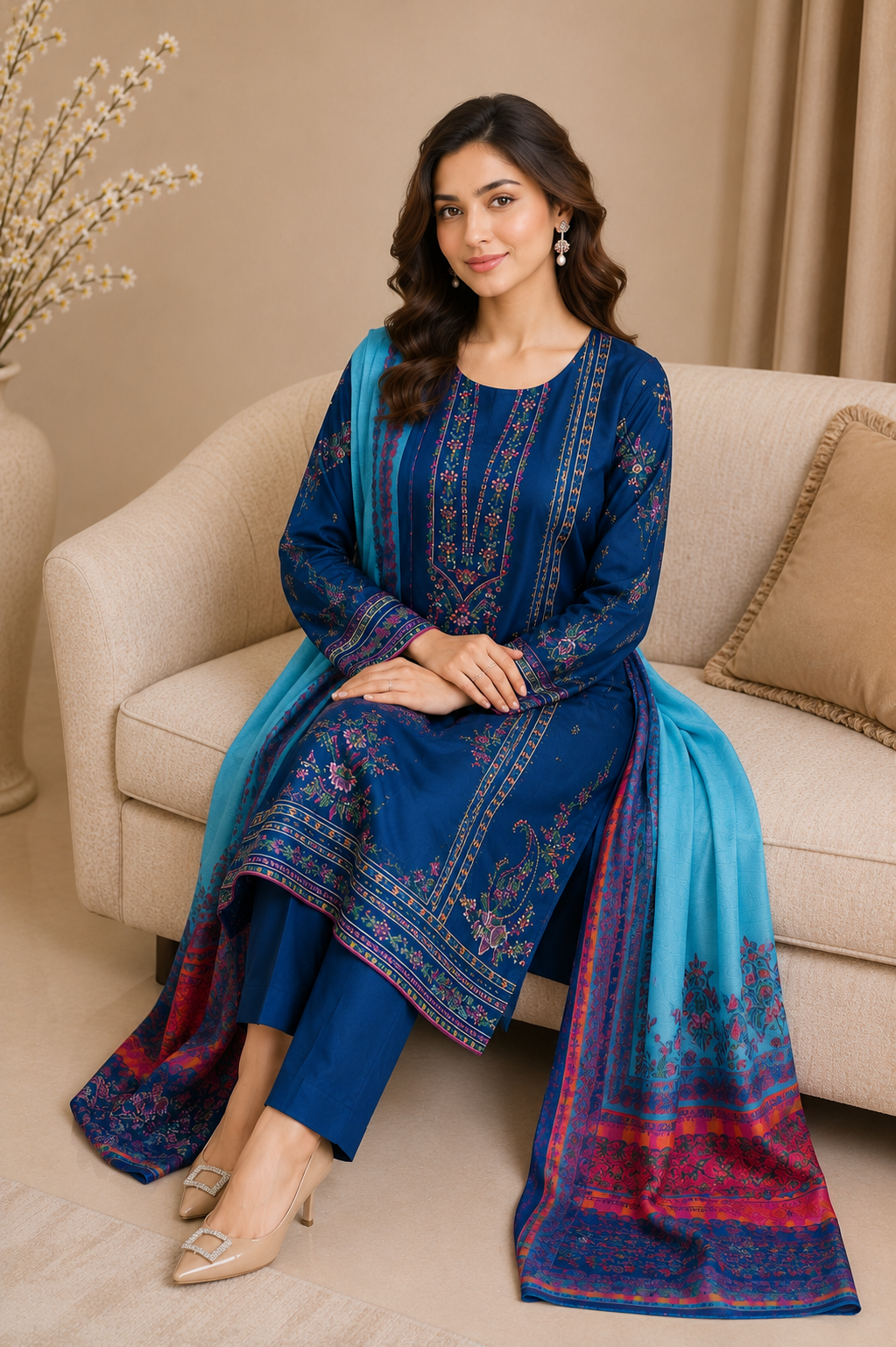 Embroidered Kameez Suit — No. 206