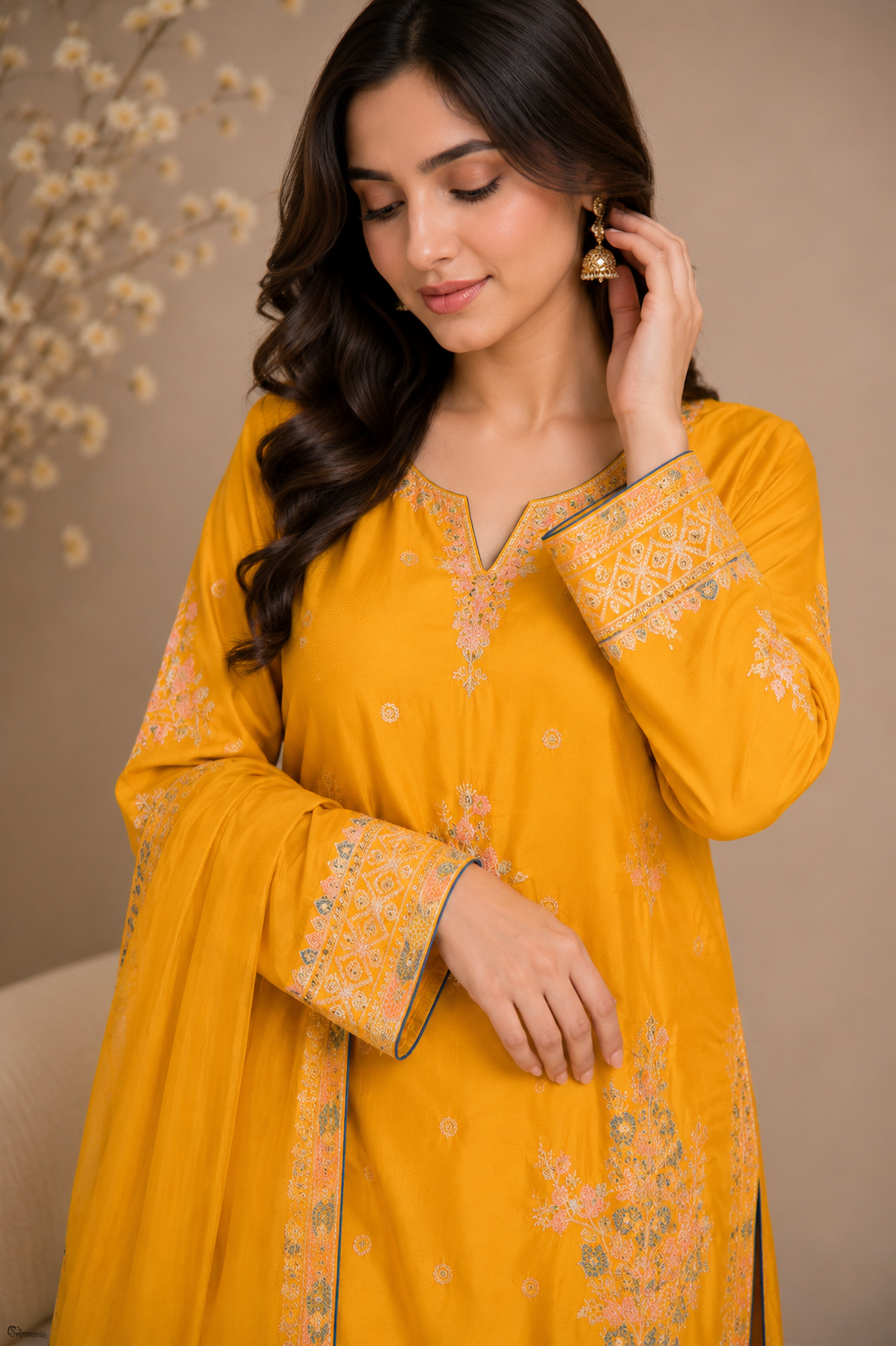 Embroidered Kameez Suit — No. 196