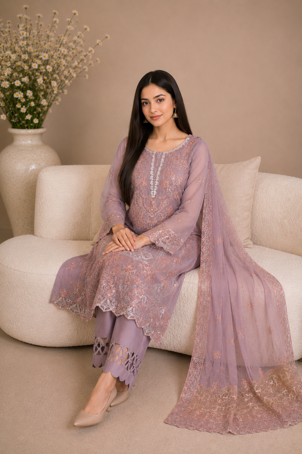 Embroidered Kameez Suit — No. 218