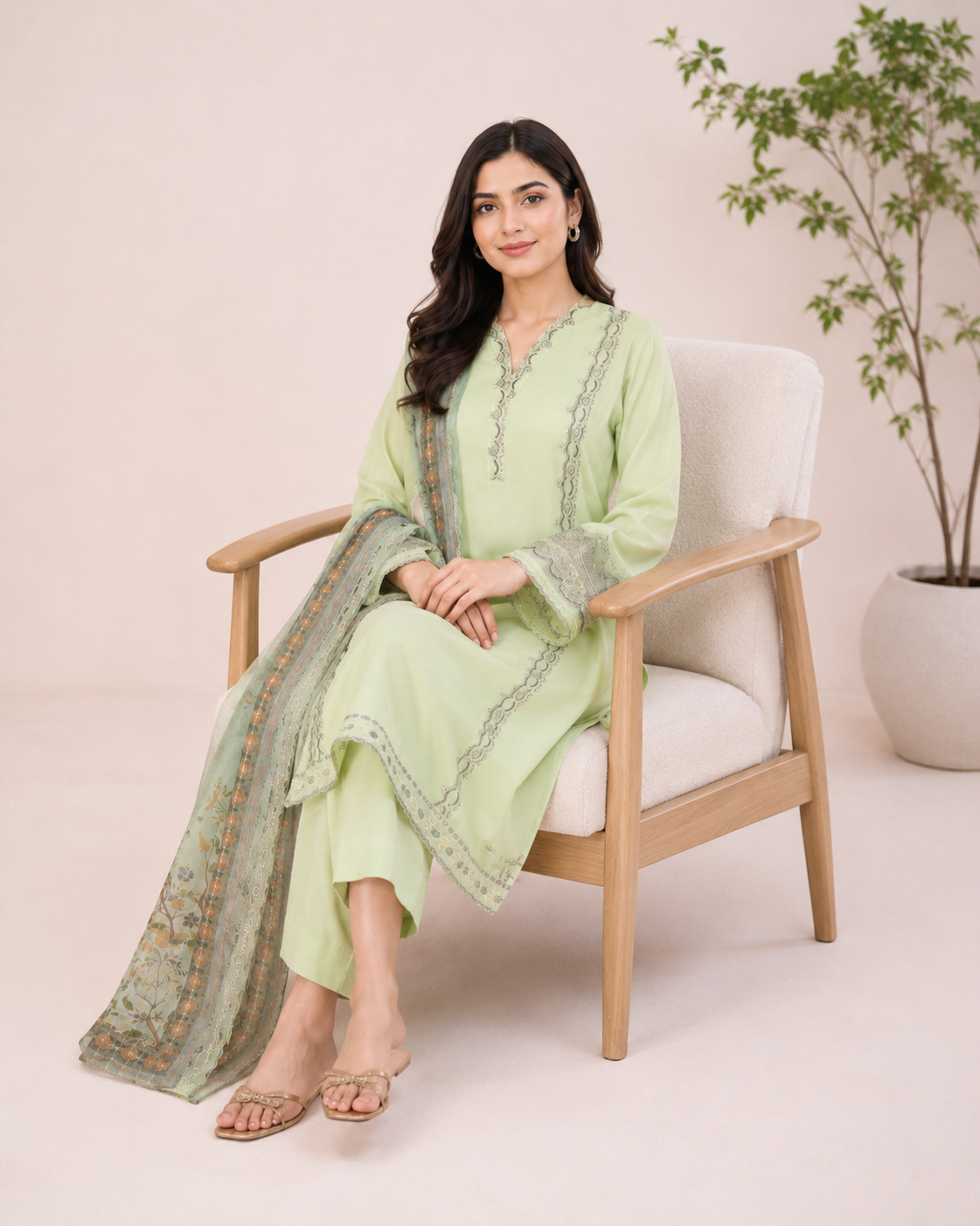 Embroidered Ladies Suit — No. 090