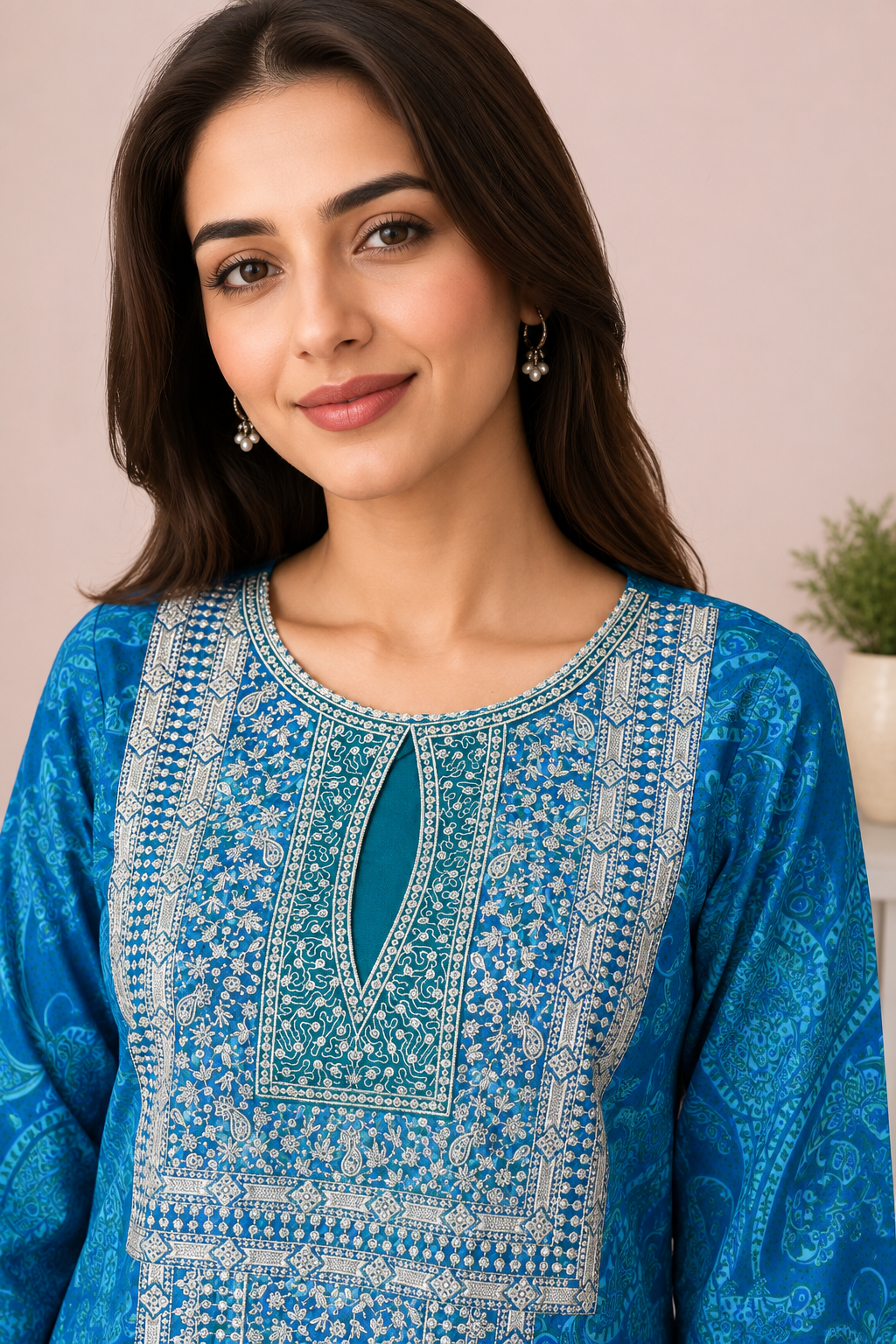Neck-Embroidered Ladies Suit — No. 119