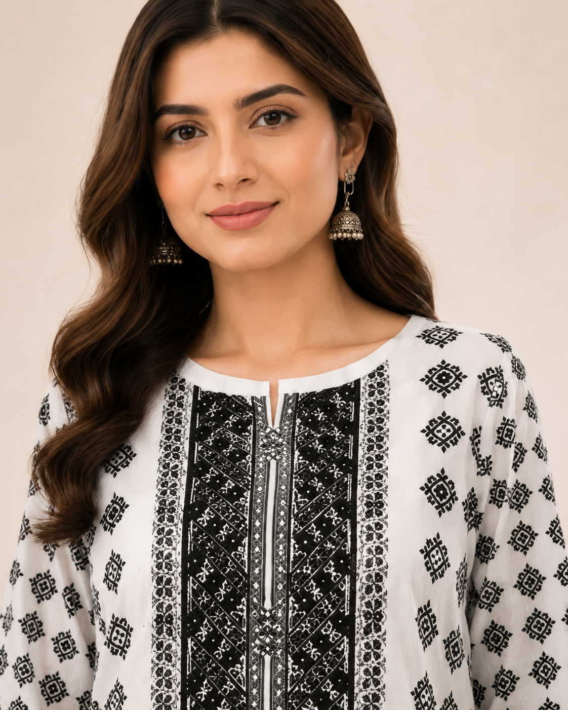 Ladies Suit with Embroidered Neck — No. 111