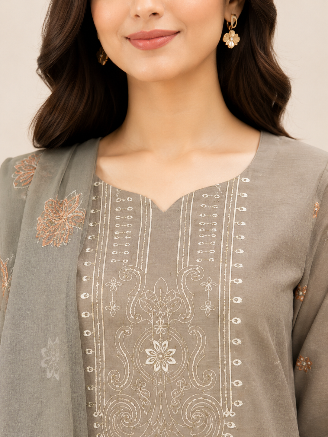 3-Piece Suit with Chiffon Dupatta — No. 106