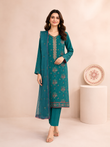 Teal Green Embroidered 3-Piece Suit