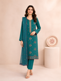 Teal Green Embroidered 3-Piece Suit