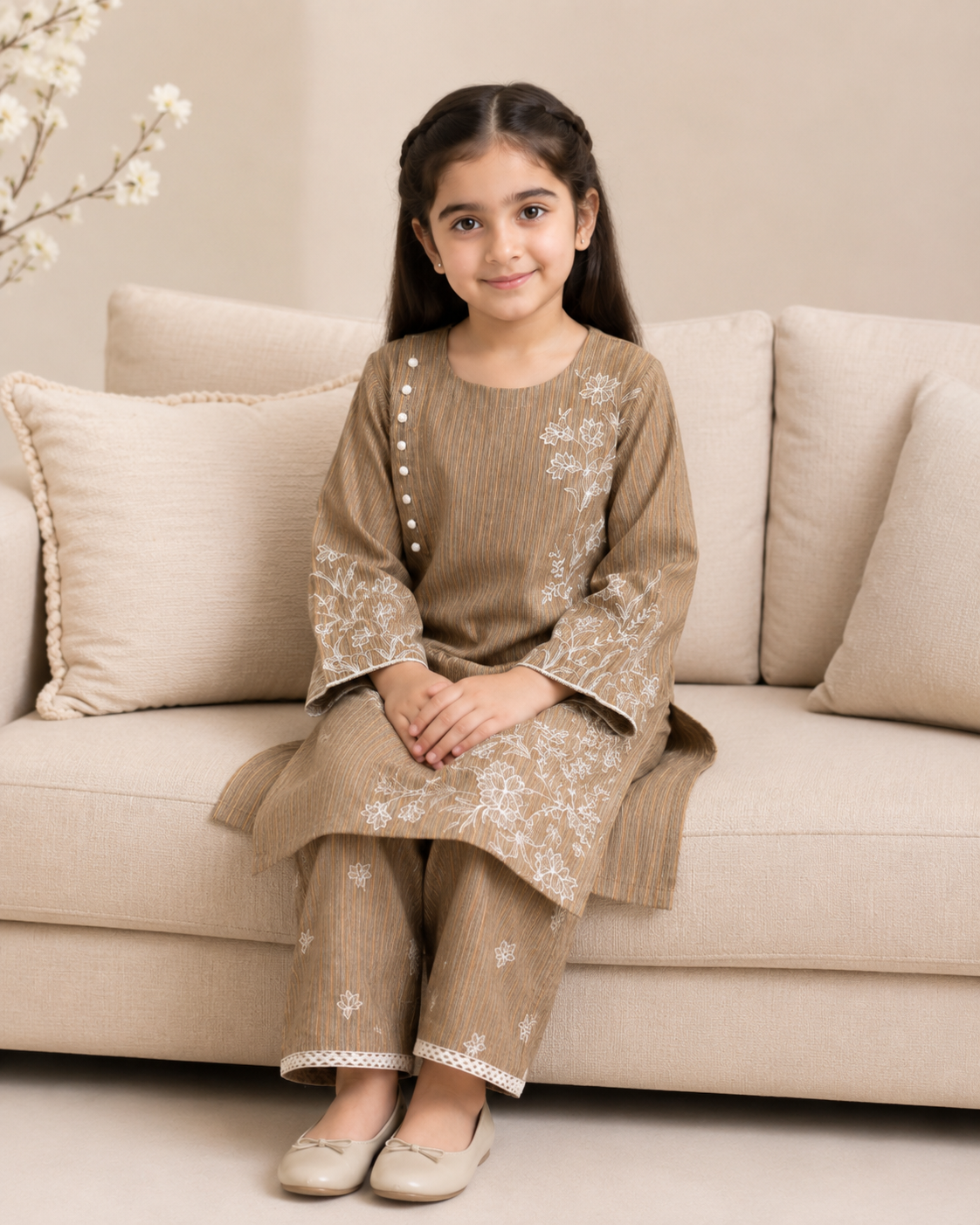 Embroidered Girls 2-Piece Suit — No. 048