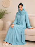 Olive Green Long Button Abaya