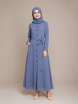 Belted Button-Front Abaya