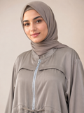 Beige Zip-Style Shirt Abaya