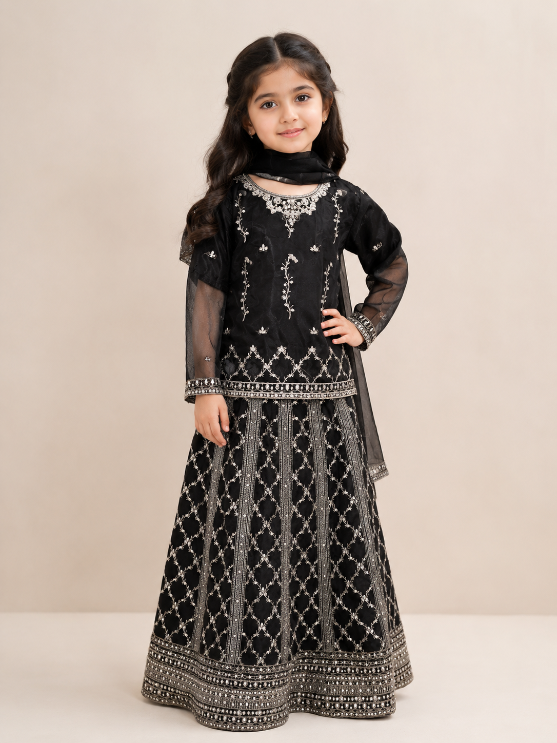 Embroidered Kurti with Lehenga Set — No. 038