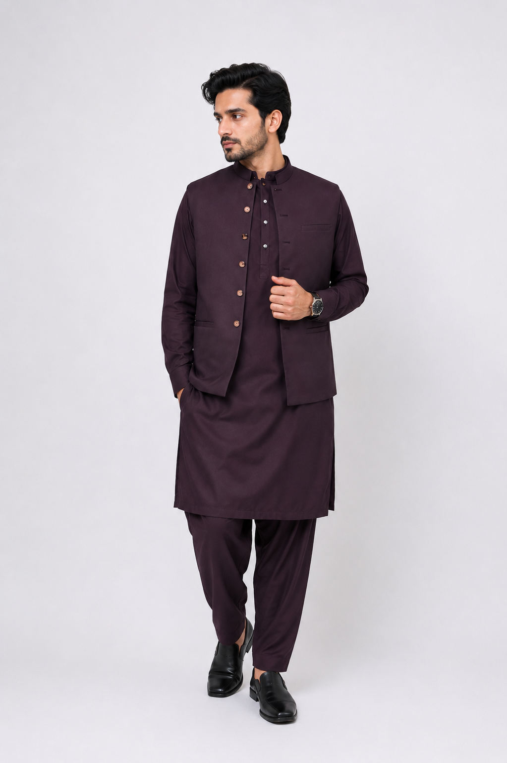 brown 3 piece suit