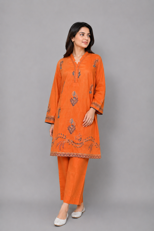Orange Printed 2-Piece Lawn Suit — My Link for ALL
