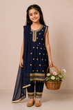 3-Piece Girls Embroidered Frock Set with Dupatta — B — My Link for ALL
