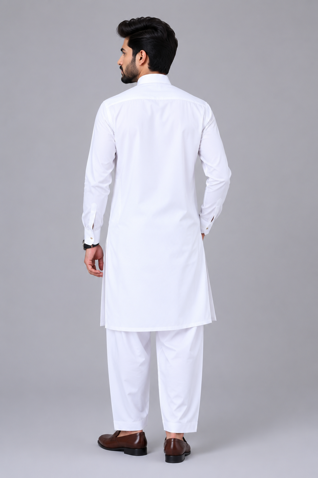 Classic White Shalwar Kameez with Button Detailing — My Link for ALL