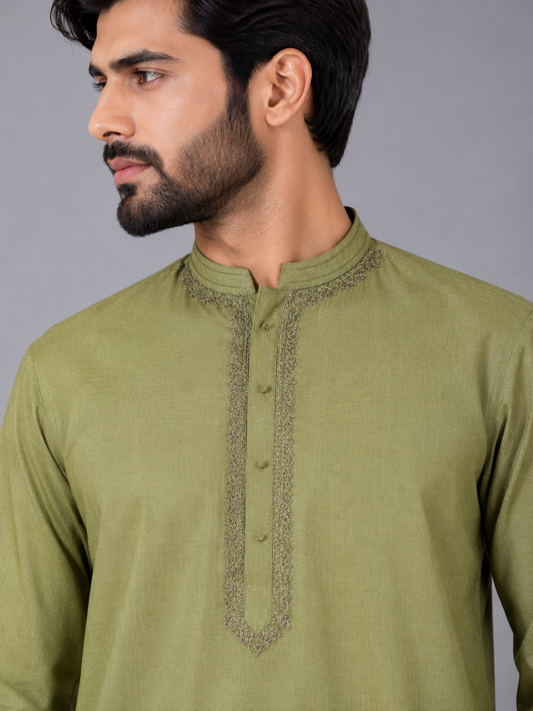 Front Embroidered 2-Piece Gents Suit — Zinc — My Link for ALL