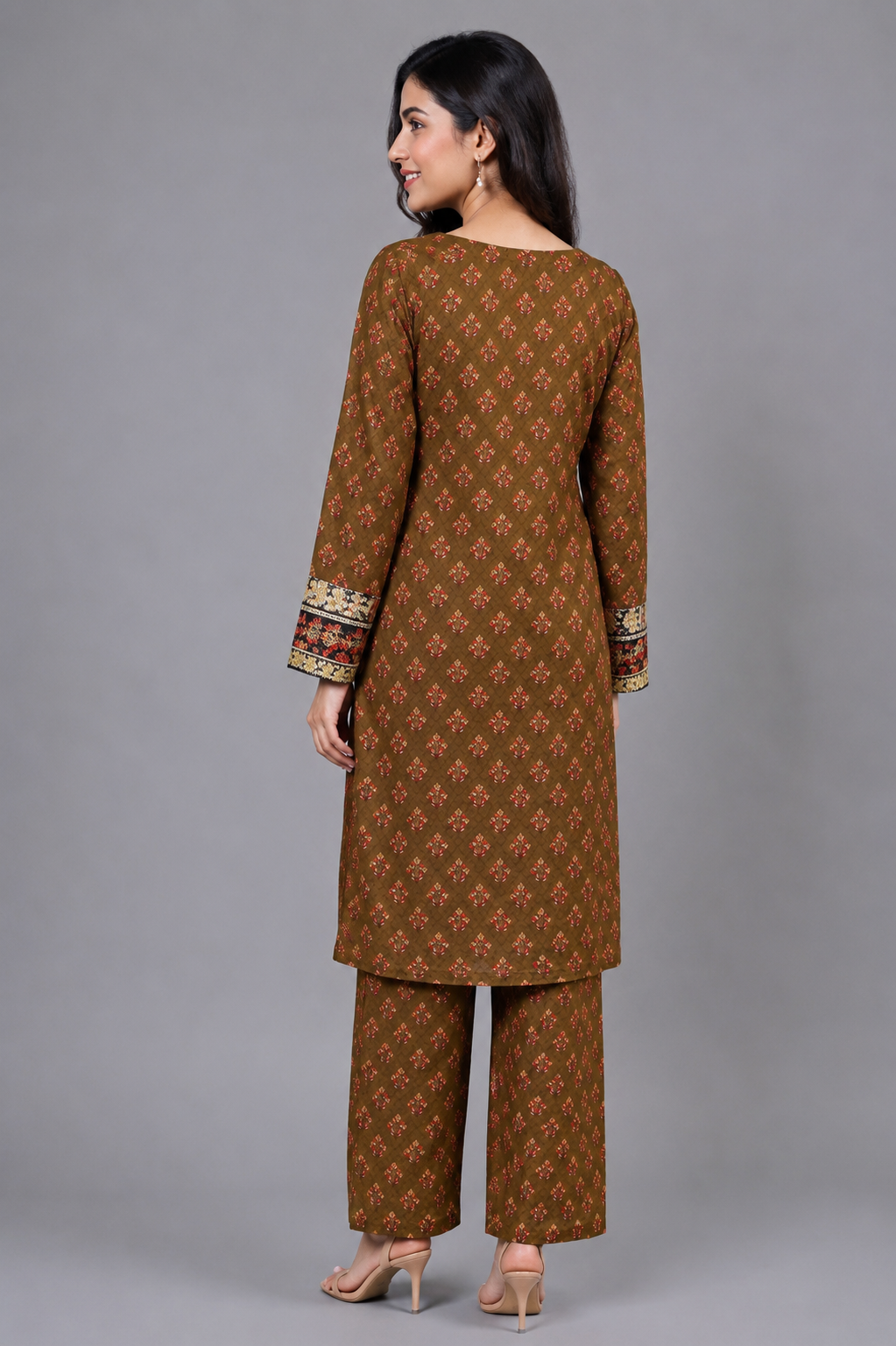Plain 2-Piece Lawn Suit with Cuff Embroidery — A — My Link for ALL