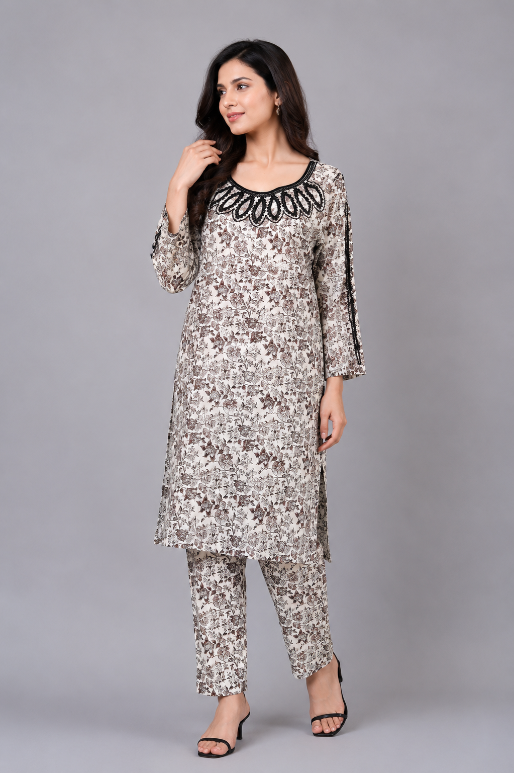 Neck Embroidered 2-Piece Plain Lawn Suit — C — My Link for ALL