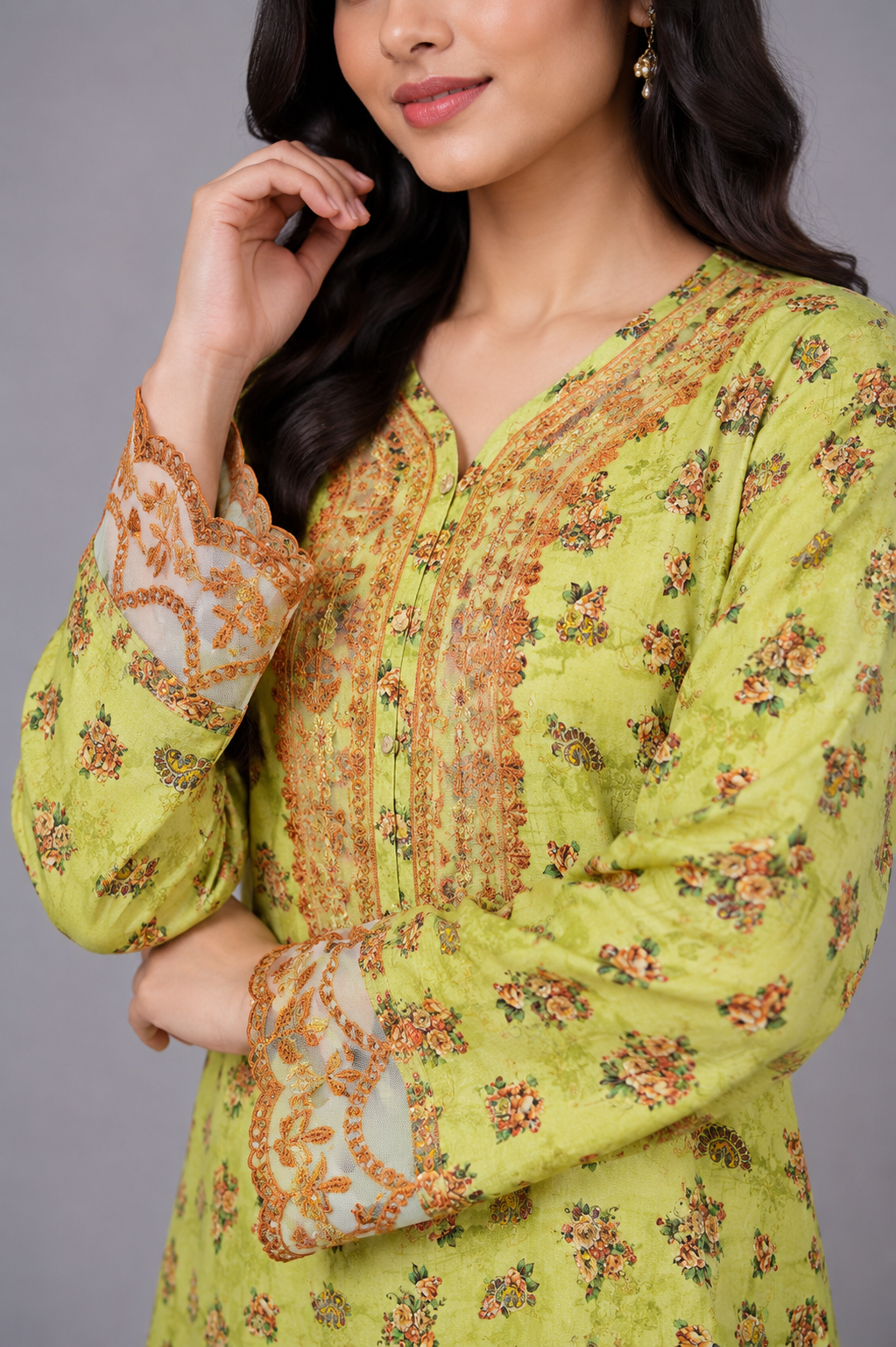 Plain 2-Piece Lawn Suit with Cuff Embroidery — D — My Link for ALL
