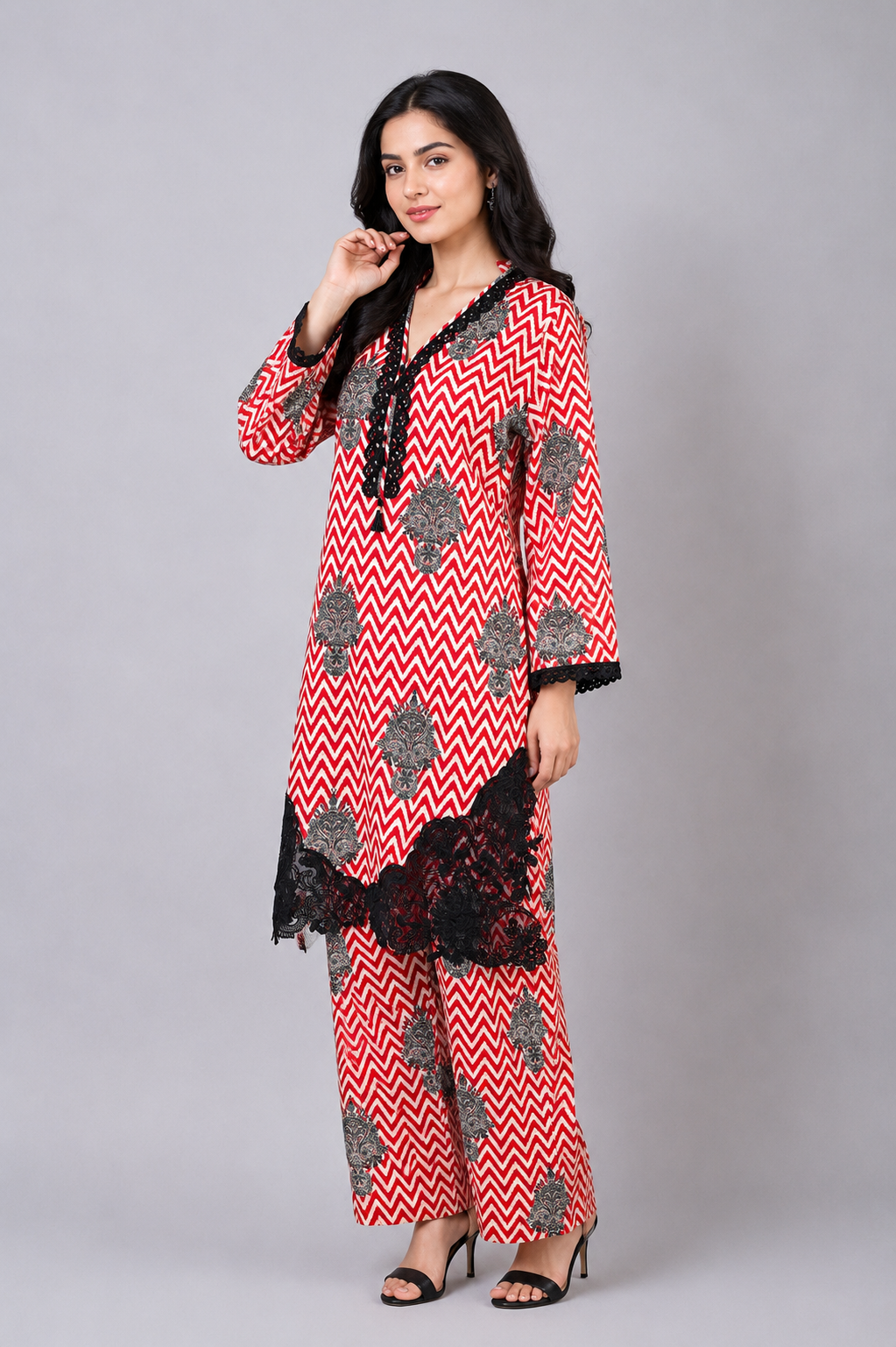 Plain 2-Piece Lawn Suit with Fancy Cuffs — My Link for ALL
