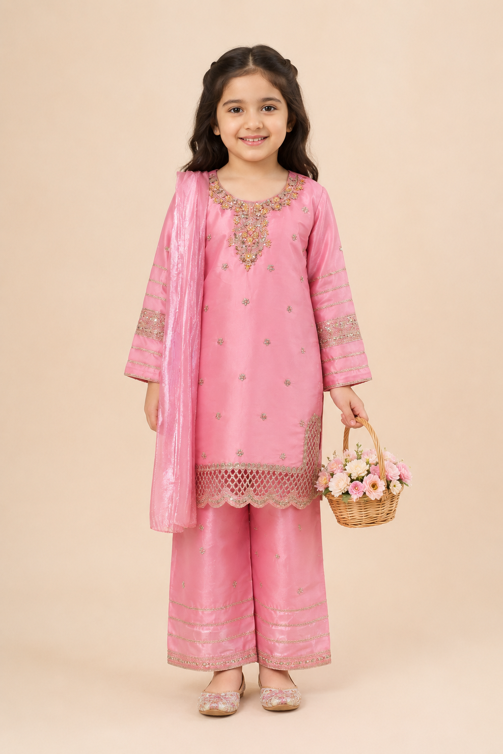 Embroidered 3-Piece Girls Suit