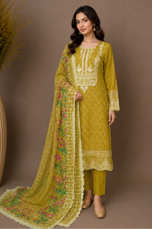 3 piece embroided suit