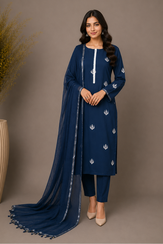 3 piece blue suit