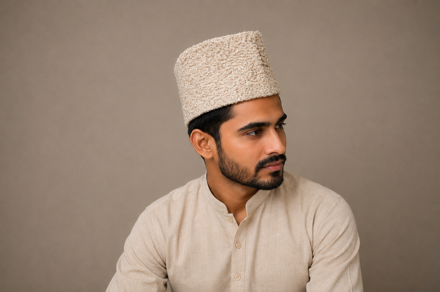 white wool cap