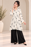 Ivory Star Print Long Shirt with Black
