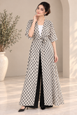 White & Black Printed Open-Front