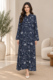 Navy blue printed long dress