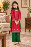 Pink & Green Embroidered lawn 3-Piece Suit