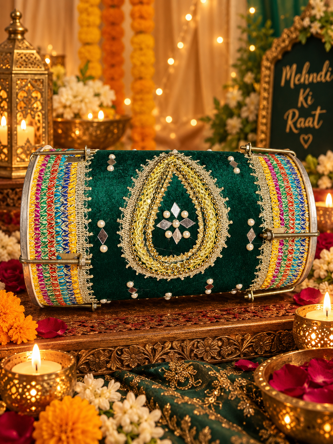 Traditional Embroidered Dholki